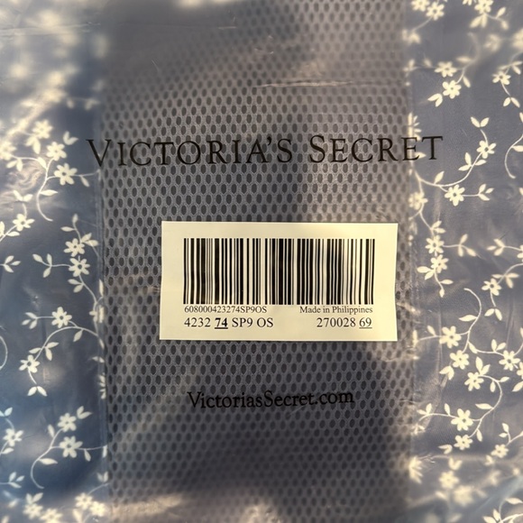 Pink by Victoria’s Secret Blue Mesh Pool Beach Large Tote Bag Blue & Floral NWT - Picture 7 of 7